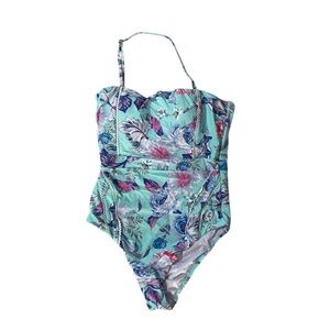 Nanette Lepore Floral One Piece Swimsuit - Blue and Pink